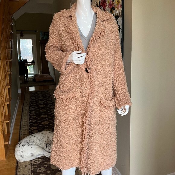 Marc Cain Teddy/Popcorn Knit Wool Sweater Coat - size N3/Medium - Picture 6 of 16